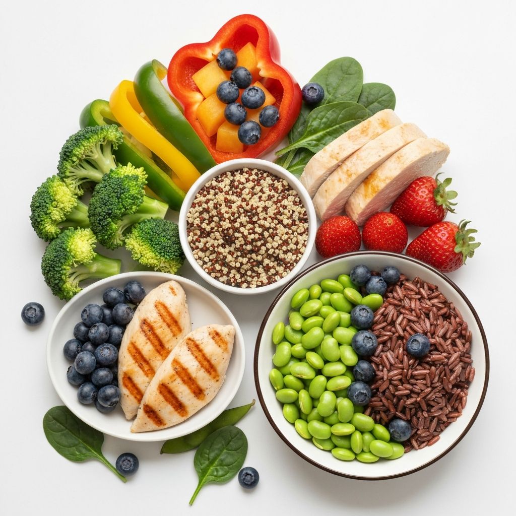 Balanced healthy meal with fresh vegetables