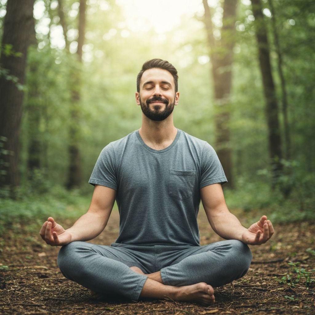 Man meditating in nature