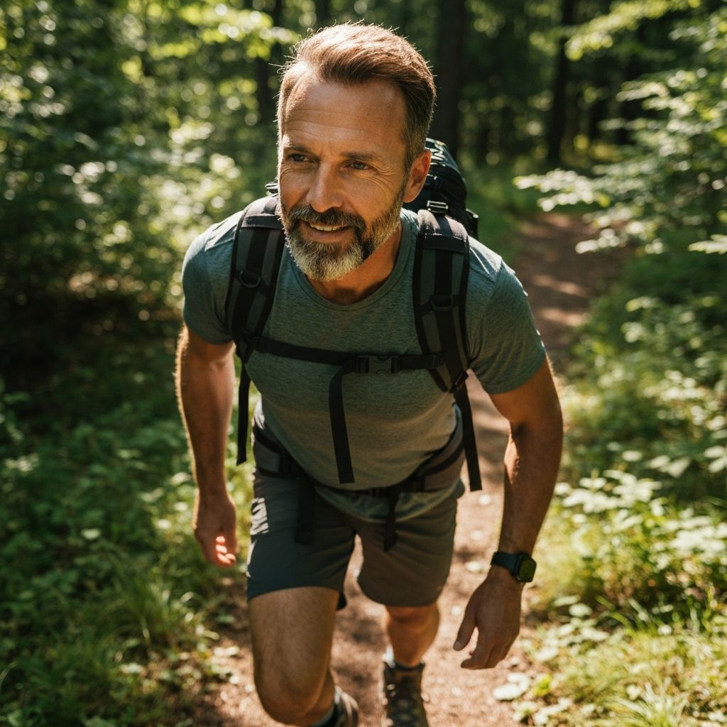 Mature man hiking in nature